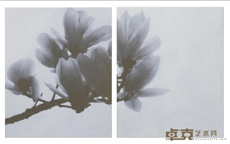 《我从你身边走过 No.15 No.16, I Walk Beside You No.15 No.16》 罗明君 Luo Mingjun 55x45cmx2 2019年 布面油画 Oil on canvas