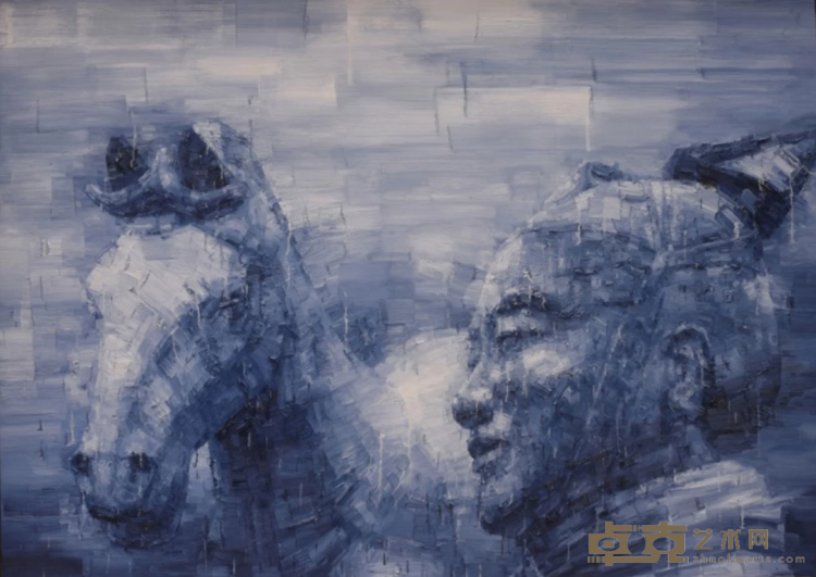 《兵马俑与马NO.1》 张鸿俊 180x250cm 2016年 油画