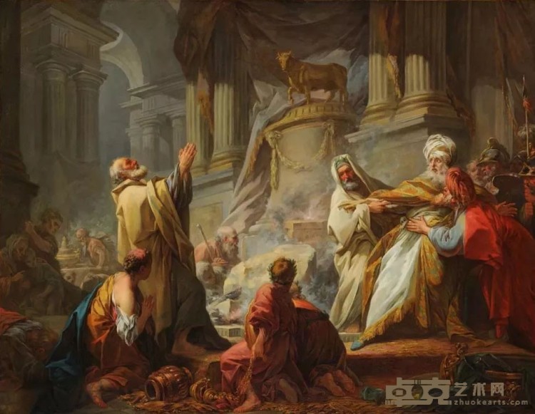 《耶罗波安向异神献祭》 让-奥诺雷·弗拉贡纳尔（1732—1806） 111.5x143.5cm 1752年 布面油画