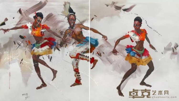 《激情非洲舞蹈系列之18》 陈俊穆 320x180cm 2015年