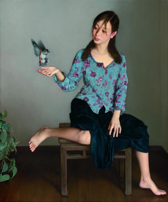 《飞鸟_120x100cm2005，布面油画