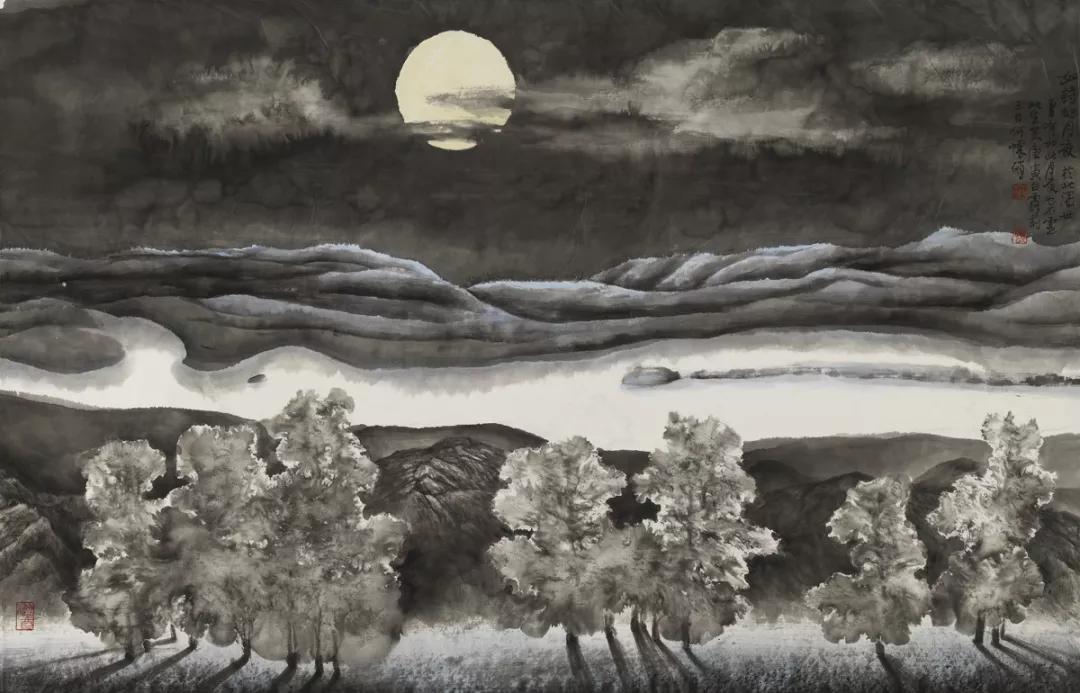 《如诗的月夜》何怀硕 　　66cm×102cm 纸本设色 2010 年