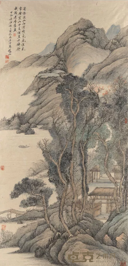 《解缙诗意图·沉香谭山水歌》 张榕山 85x173cm 1987年