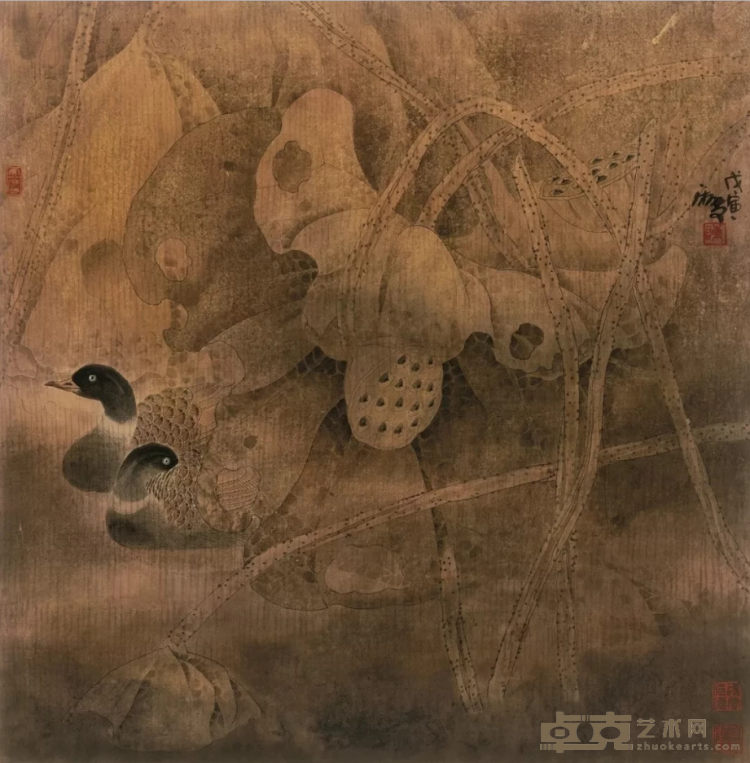 《荷·秋籁》 陈湘波 63×63cm 1998年 纸本设色