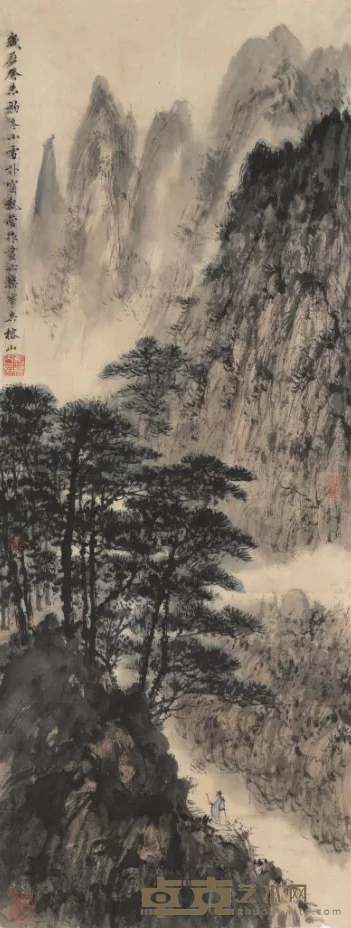 《松林策杖图》 张榕山 102.2x39.3cm 2003年