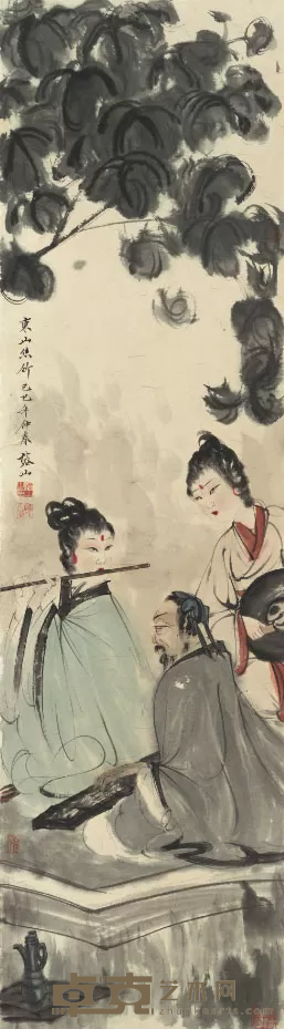 《东山丝竹图·拟傅抱石笔意》 张榕山 1989年