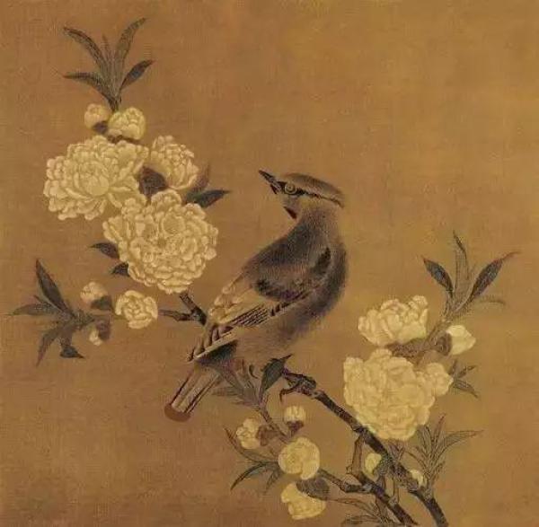 《桃花山鸟图》，宋佚名， 绢本设色，23.8cm x24.4cm，台北故宫博物院。