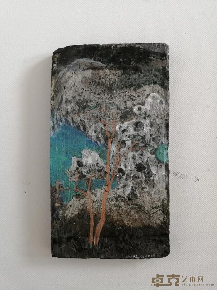 《制造山水12》 陈清勇 40x50cm（带框） 2019年 砖上绘画