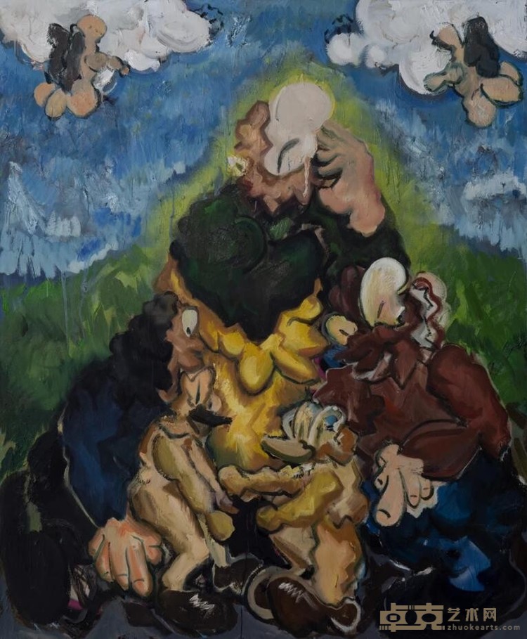 《我们只愿意抱在一起 Only if we hug》 陈镒晗 HAM 150x180cm 2019年 布面油画 喷漆 Oil painting Spray paint on canvas