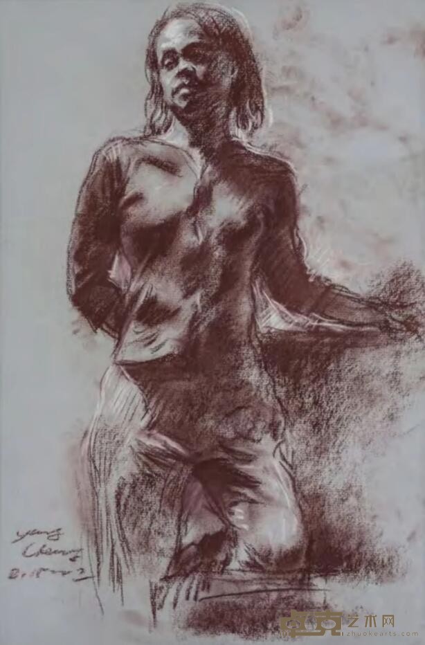 《女人体素描》 杨澄 42x57cm 2002年 炭笔