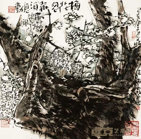 《梅花忽报消息动》 朱松发 50×50cm