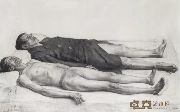 《男双人体》 郑江 116x184cm 2008年 铅笔