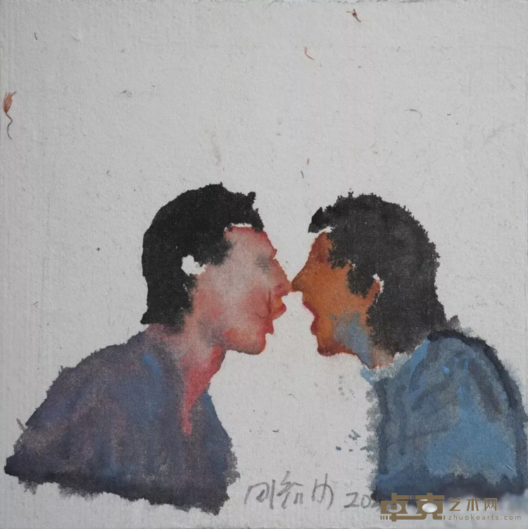 《吵》 田流沙 18x18cm 纸本水墨