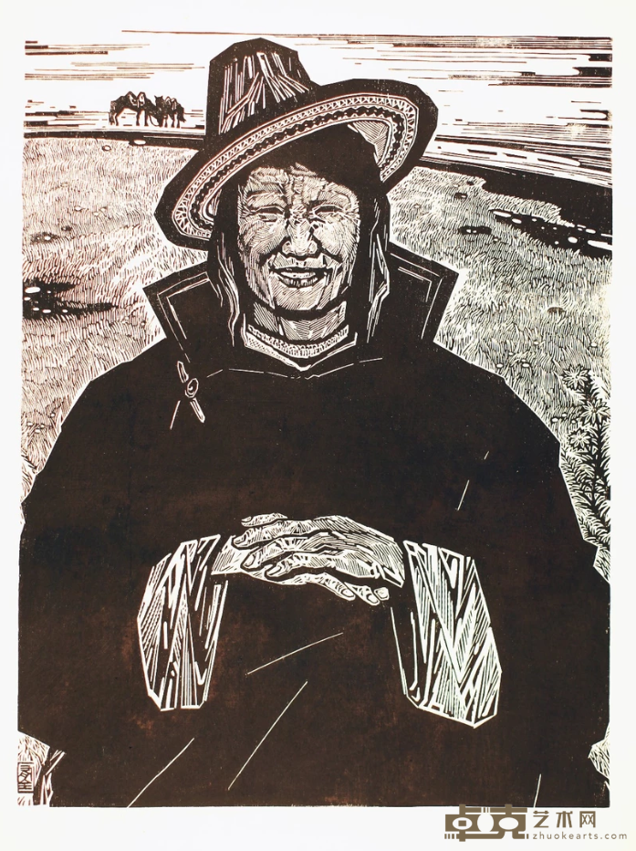 《阿妈》 胡有全 455x60cm 2004年 木版