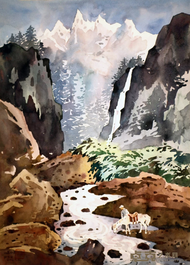 《山高水长》 胡有全 395x545cm 2003年 水彩