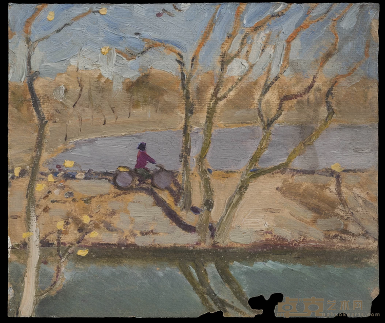 《水中路 Underwater》 19.5x16.2cm 1966年 纸本油画_Oil painting on paper