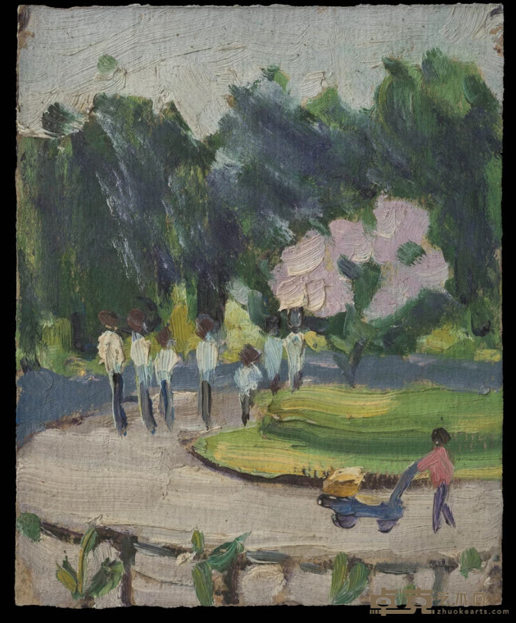 北海公园中1 In Beihai ParkⅠ》 26.5x21.4cm 1971年 纸本油画_Oil painting on paper