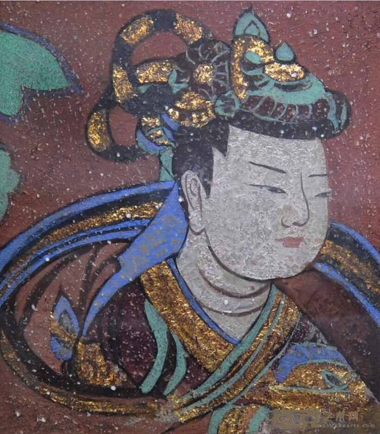 《壁画摹写——供养人像》 关家敏 35x39cm 2019 岩彩作品