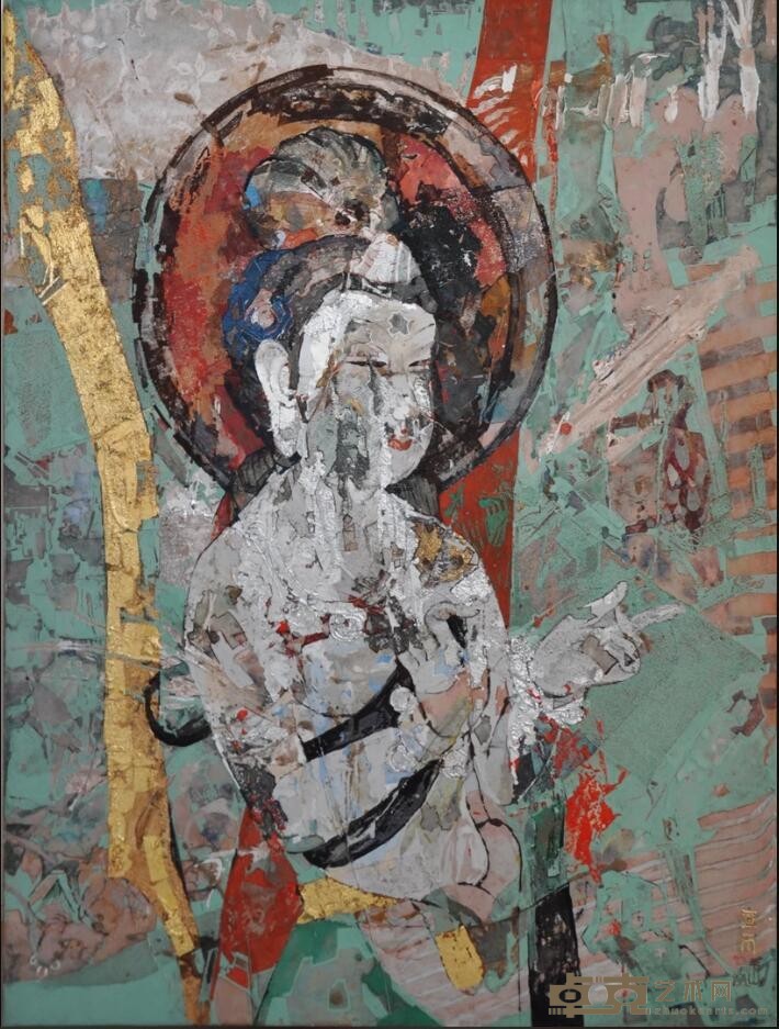 《慈· 无畏心》 王学丽 51x66cm 2019 岩彩作品