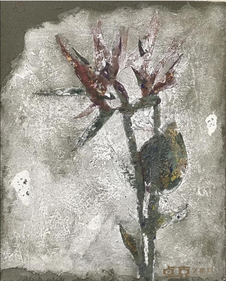 《一花一世界》 甘雨 60x80cm 2019 岩彩作品