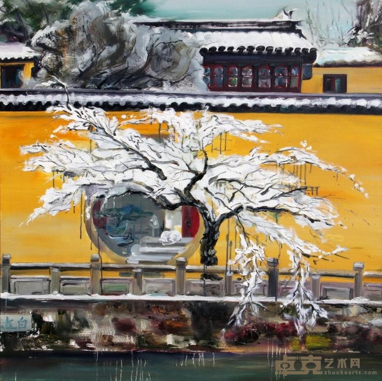 《虞——菩提树下一只猫》 张洁 120x120cm 2014年