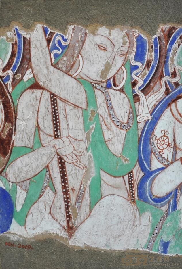 《克孜尔38窟摹写》 胡明哲 60X90cm 2019 岩彩