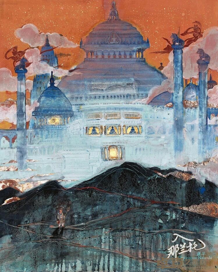 《玄奘入那兰托》 莲羊 71X90CM 2019 岩彩