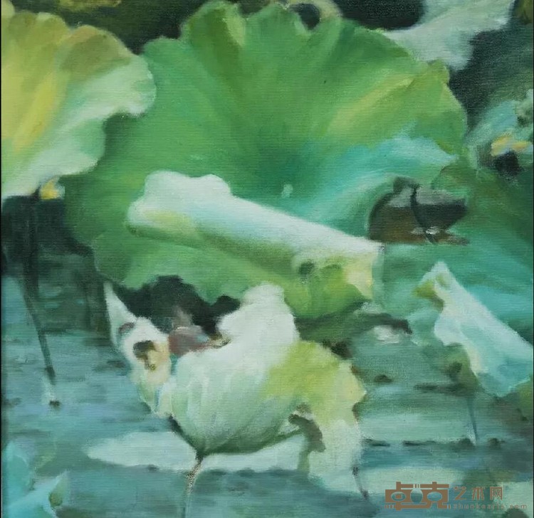 《荷塘一隅》 王家琪 30x30cm 2002年