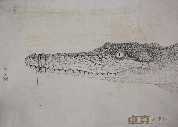《三缄其口》 何曦 43x31cm 2019年 纸本水墨