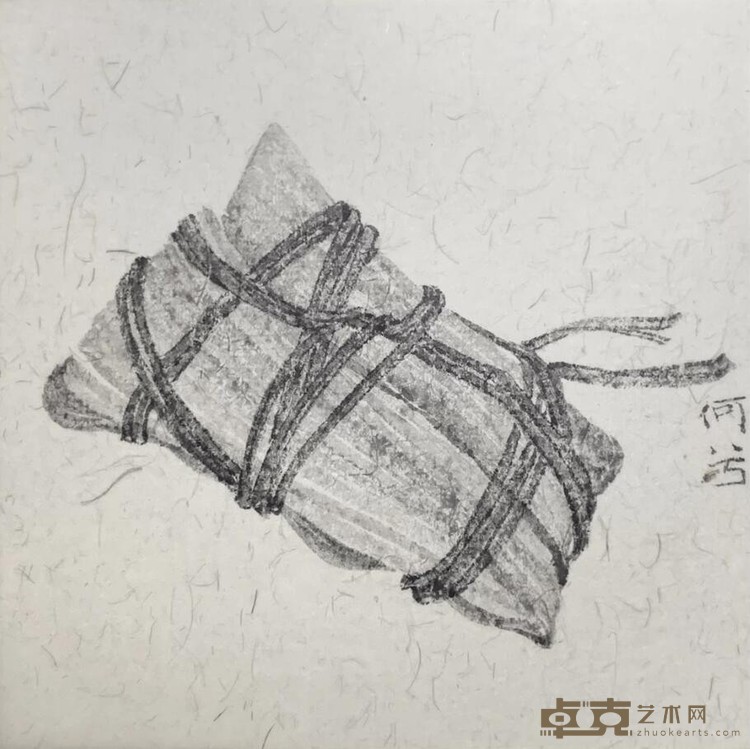 《梅花道人的美人粽》 何曦 12x12cm 2020年 纸本