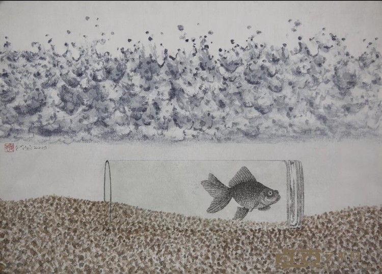 《港湾》 何曦 43x31cm 2019年 纸本水墨