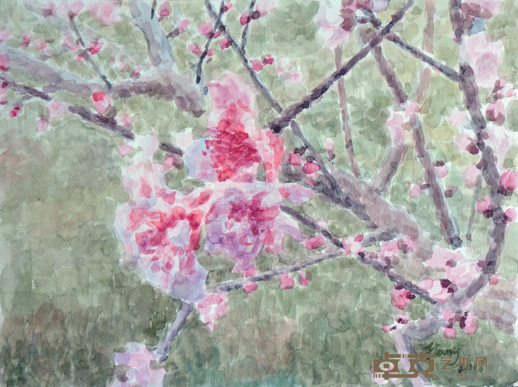 《桃花201804》 蒋国蓉 24x32cm 2018年 纸上作品 水彩