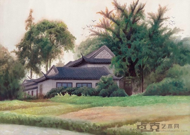 《老树昏鸦》 张鸿宝 39x53cm 2008年 纸本水彩