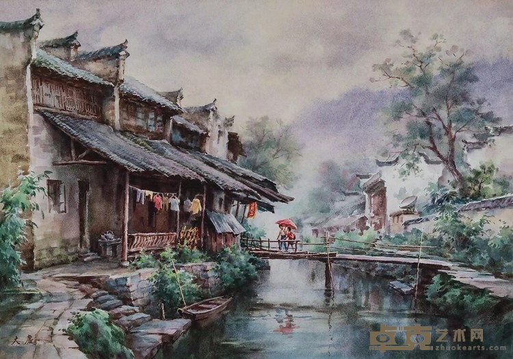 《庆源春雨》 齐大庆 56x76cm 2018年 纸本水彩