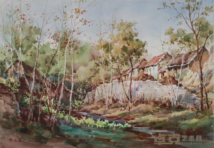 《东泉古道》 齐大庆 54x78cm 2019年 纸本水彩