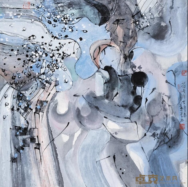 《抽象系列-符号引言》 胡寿荣 69.5x69.5cm 2020年 宣纸纸本