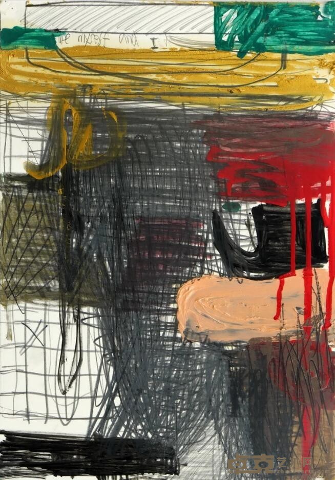 《Me and Myself and I 》 宋元元 27.5x39.3cm 2019年 纸上油彩,木炭,铅笔,油漆 Charcoal, pencil, paint and acrylic on the paper