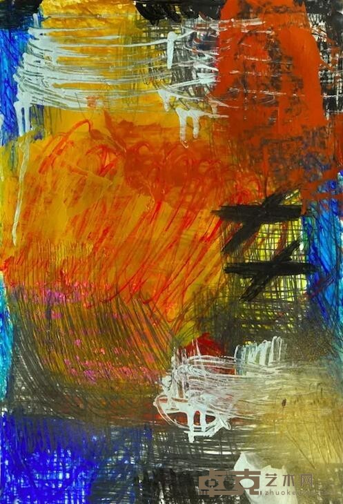 《XX》 宋元元 26x38cm 2019年 纸上油彩,木炭,铅笔,油漆 Charcoal, pencil, paint and acrylic on the paper