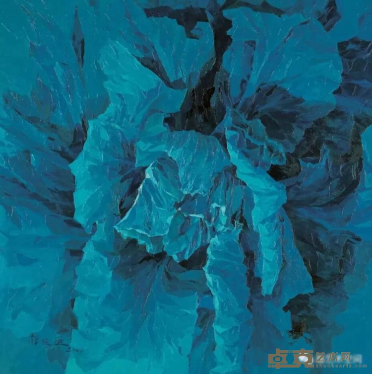 《怒放蓝色-3》 徐晓燕 150x150cm 2004年 布面油彩