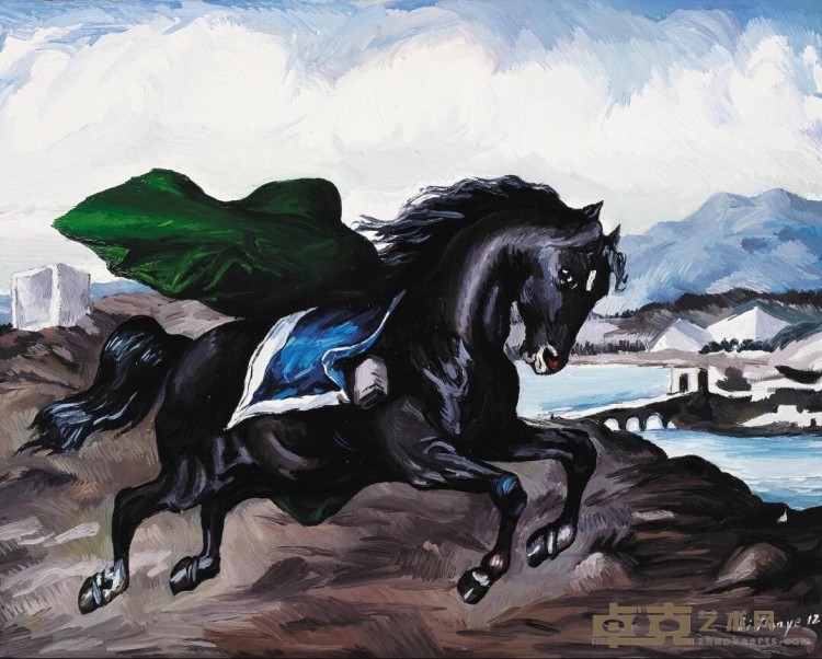 《马与绿布 Horse and green cloth》 毕建业 Bi Jianye 150x120cm 2012年 布面丙烯 oil on canvas