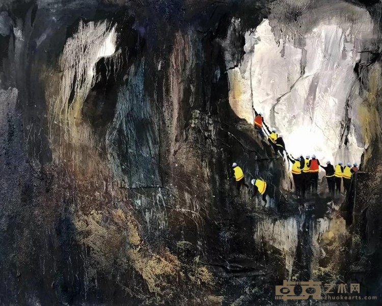 《探寻蝙蝠洞系列19-某天》 戴嘉伟 80x100cm 布面油画 综合材料