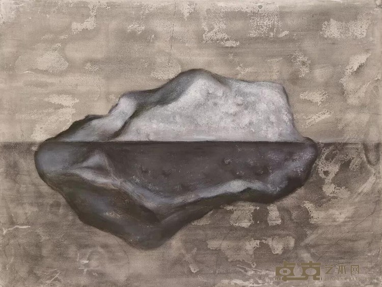 《石不能言NO.1》 乔鑫 30x40cm 2020年 木板坦培拉，丙烯，木炭