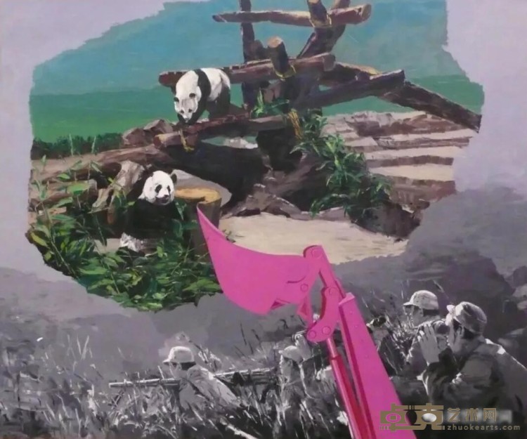 《移动的风景-熊猫2号》 徐晓燕 150x180cm 2009年 布面油彩