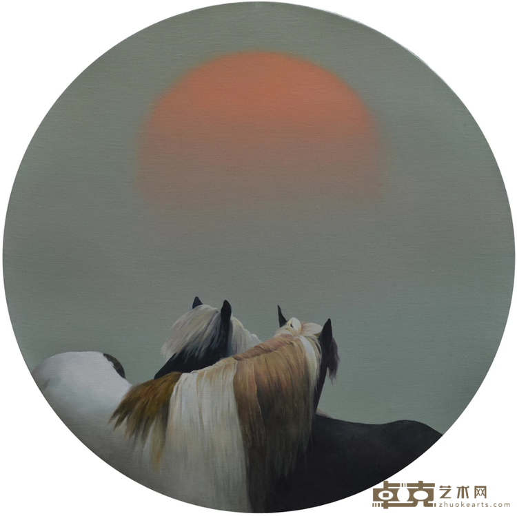 《红日》 李莹 直径60cm 2019年 布面油画