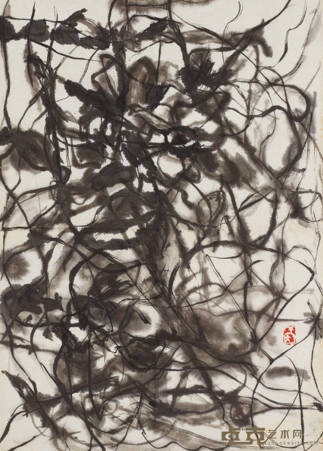 《刘关张之一》 聂干因 44x33cm 2017年 纸本