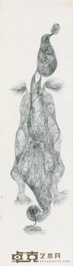 《松》 Pine Tree 郭凤怡 Guo Fengyi 168x46cm 1996年 Ink on rice paper 水墨宣纸