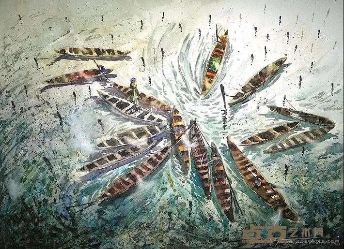《船园》 Jonathan Kwegyir Aggrey （加纳） 55x75cm 2015年