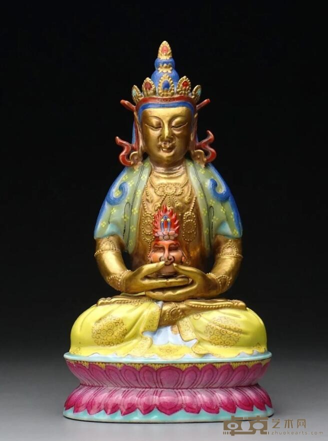 《景德镇窑粉彩无量寿佛》 高18.7cm 清乾隆