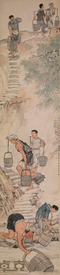 《巴人汲水》 徐悲鸿 300x62cm 1938年 纸本设色