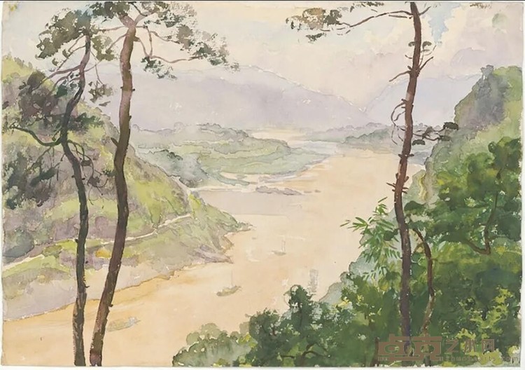 《三峡风景》 张安治 27x39.5cm 20世纪40年代 水彩纸